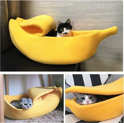 Banana Shape Pet Dog Cat Bed House Mat Durable Kennel Doggy Puppy Cushion Basket Warm Portable Dog Cat Supplies S/M/L/XL