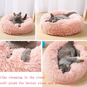 Cat Bed House Round Long Plush Super Soft Pet Dog Bed Winter Warm Sleeping Bag Puppy For Dogs Nest Products Cat Mat