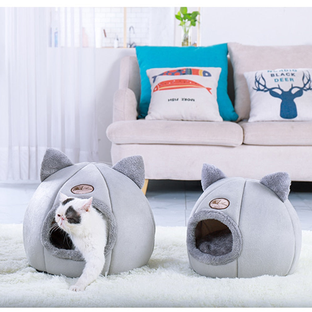 Foldable and Removable  Cat Bed Self Warming for Indoor Cat Dog House with Mattress Puppy Cage Lounger Grey ropa para perro Drop