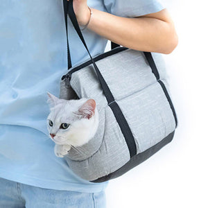 Portable Kitten Carrying Bag Casual Travel Double Soft Shoulder Zipper Outdoor Pet Cat Carrier Handbag Pet Supplies