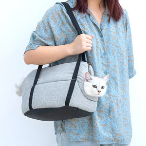 Portable Kitten Carrying Bag Casual Travel Double Soft Shoulder Zipper Outdoor Pet Cat Carrier Handbag Pet Supplies