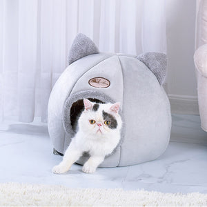 Removable  Cat Bed Self Warming for Indoor Cats Dog House with Foldable Mattress Puppy Cage Lounger Grey ropa para perro Drop